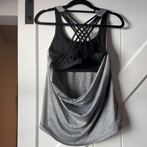 Black and Gray Strappy Back Athletic Top